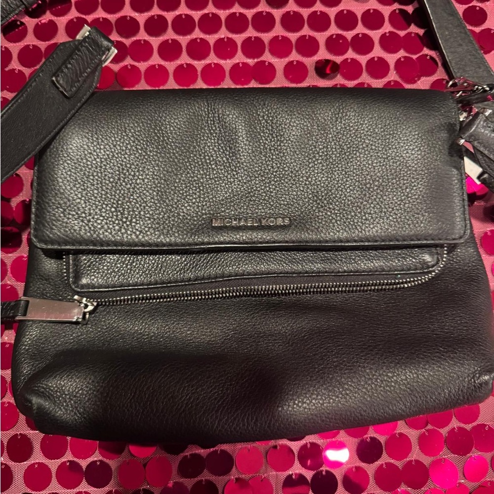 Michael Kors Black Pebbled Leather Crossbody